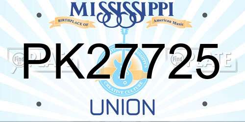 PK27725 Mississippi License Plate
