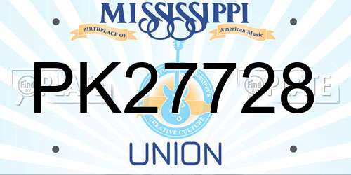 PK27728 Mississippi License Plate