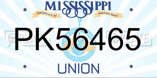 PK56465 Mississippi License Plate