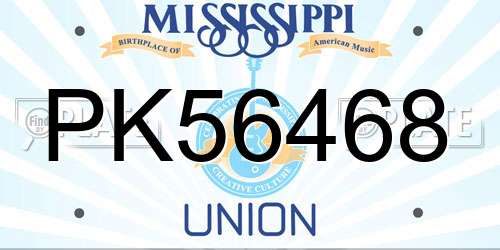 PK56468 Mississippi License Plate