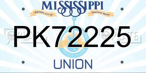 PK72225 Mississippi License Plate