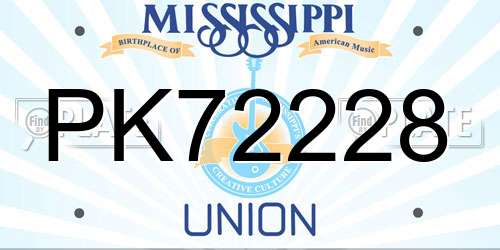 PK72228 Mississippi License Plate