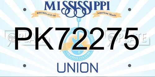PK72275 Mississippi License Plate