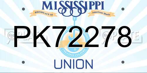 PK72278 Mississippi License Plate