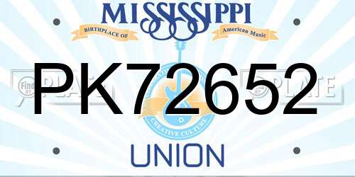 PK72652 Mississippi License Plate