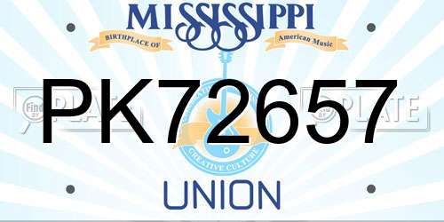 PK72657 Mississippi License Plate