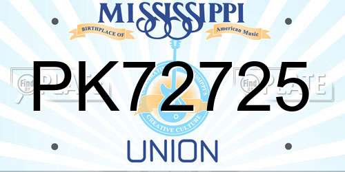 PK72725 Mississippi License Plate