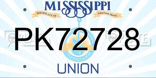 PK72728 Mississippi License Plate