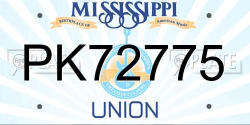 PK72775 Mississippi License Plate