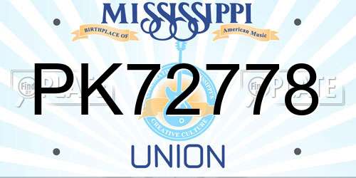 PK72778 Mississippi License Plate