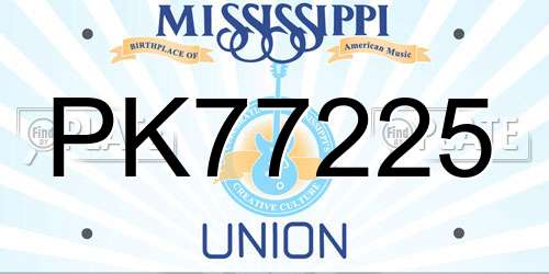 PK77225 Mississippi License Plate