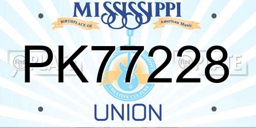 PK77228 Mississippi License Plate