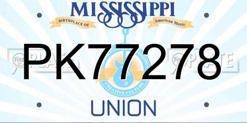 PK77278 Mississippi License Plate