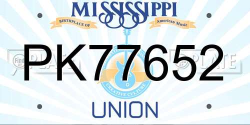 PK77652 Mississippi License Plate
