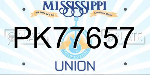 PK77657 Mississippi License Plate