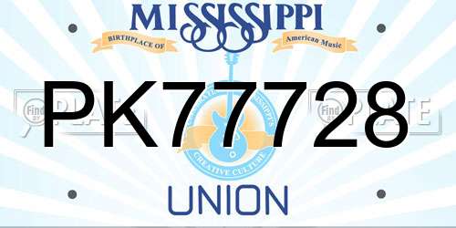 PK77728 Mississippi License Plate