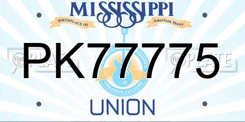 PK77775 Mississippi License Plate