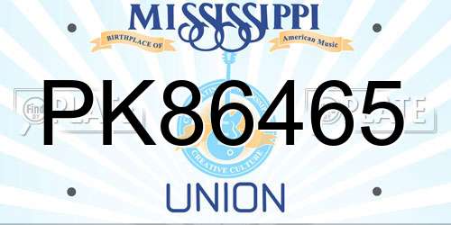 PK86465 Mississippi License Plate