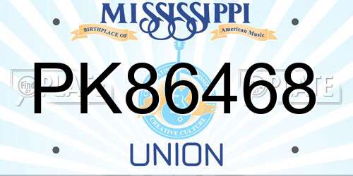 PK86468 Mississippi License Plate