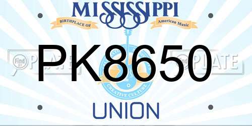 PK8650 Mississippi License Plate