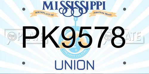 PK9578 Mississippi License Plate