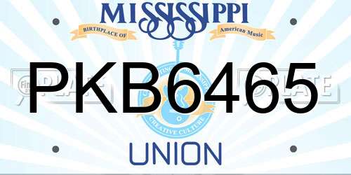 PKB6465 Mississippi License Plate