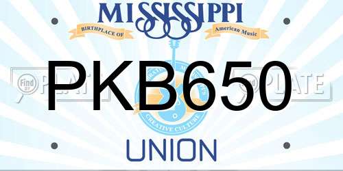 PKB650 Mississippi License Plate