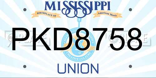 PKD8758 Mississippi License Plate