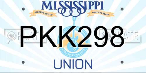 PKK298 Mississippi License Plate