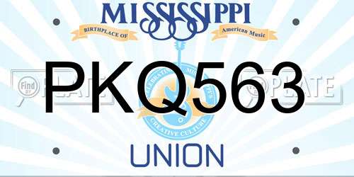 PKQ563 Mississippi License Plate
