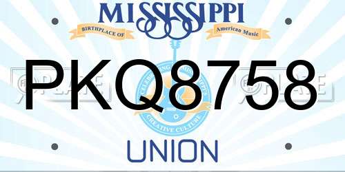 PKQ8758 Mississippi License Plate