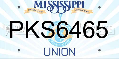 PKS6465 Mississippi License Plate