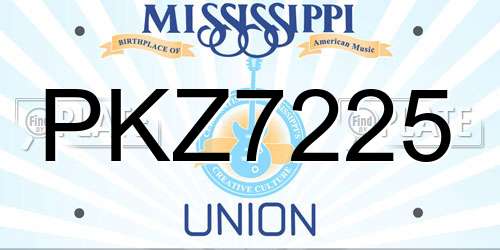 PKZ7225 Mississippi License Plate