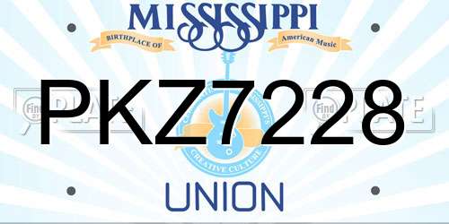 PKZ7228 Mississippi License Plate