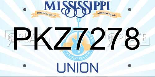 PKZ7278 Mississippi License Plate