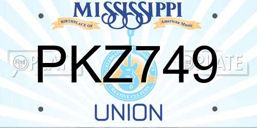 PKZ749 Mississippi License Plate