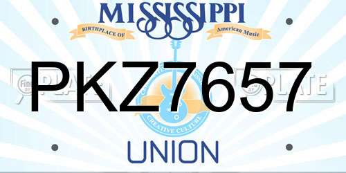 PKZ7657 Mississippi License Plate