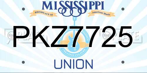 PKZ7725 Mississippi License Plate