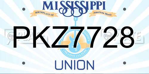PKZ7728 Mississippi License Plate