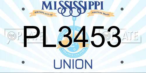 PL3453 Mississippi License Plate
