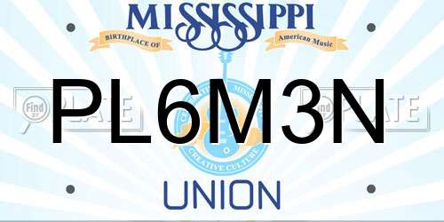 PL6M3N Mississippi License Plate