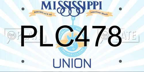 PLC478 Mississippi License Plate
