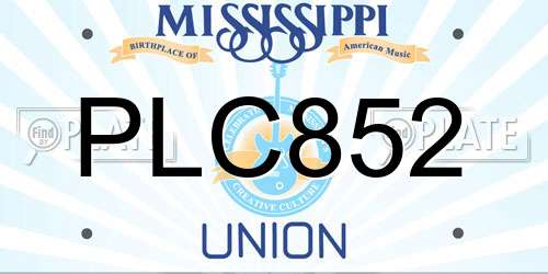 PLC852 Mississippi License Plate