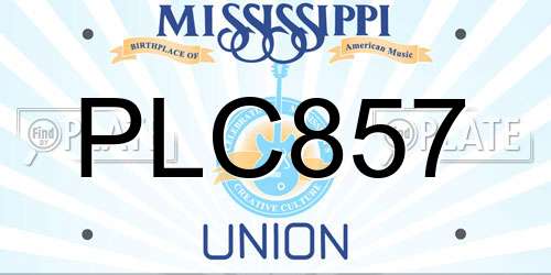 PLC857 Mississippi License Plate