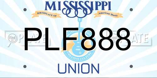 PLF888 Mississippi License Plate