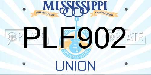 PLF902 Mississippi License Plate