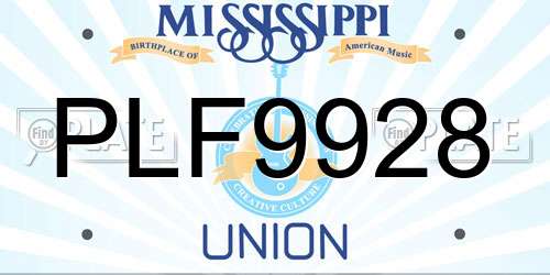 PLF9928 Mississippi License Plate
