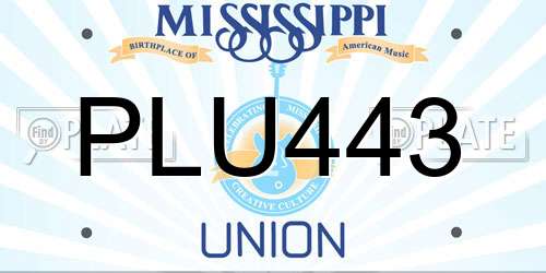 PLU443 Mississippi License Plate