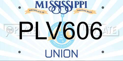 PLV606 Mississippi License Plate