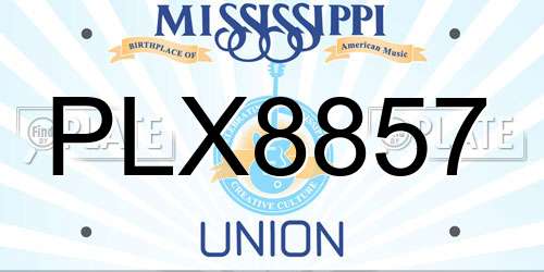 PLX8857 Mississippi License Plate